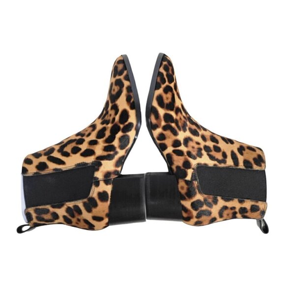 Leopard Animal Print Leather Chelsea Ankle Boots Booties Women | Size 6 - Picture 10 of 16